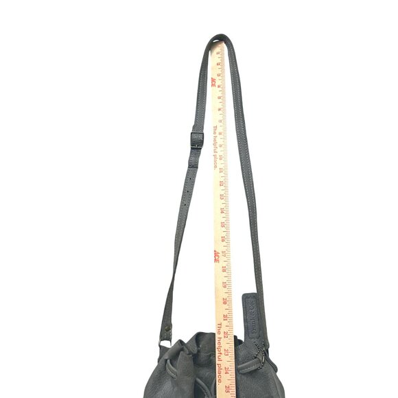 Frank & Co. Leather Crossbody Bucket Bag Women's Gray  Casual Everyday Classic - Picture 9 of 10